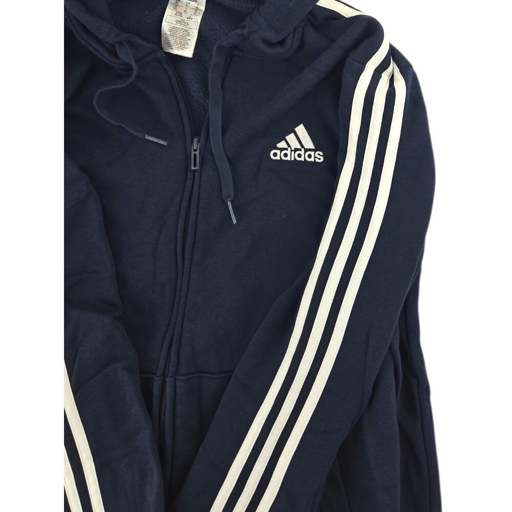 Adidas | Navy Blue 3 Stripe Zip Up Hoodie | Size XL - Picture 2 of 4